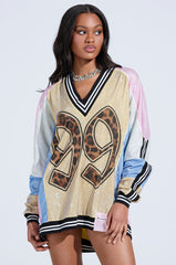 RYAN COLORBLOCK RHINESTONE JERSEY MINI DRESS IN PASTEL