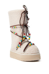 TIGHTROPES BEIGE SHERPA WITH BEADS FLAT BOOTIE