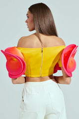 SUNSET DREAMS OFF THE SHOULDER CROP TOP