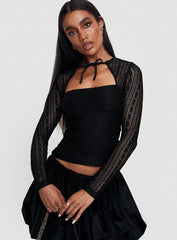 Worth My Time Tie Neck Cut Out Top Black