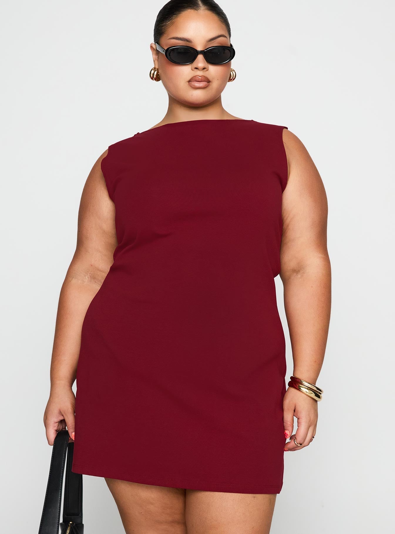 Zimmie Mini Dress Burgundy Curve
