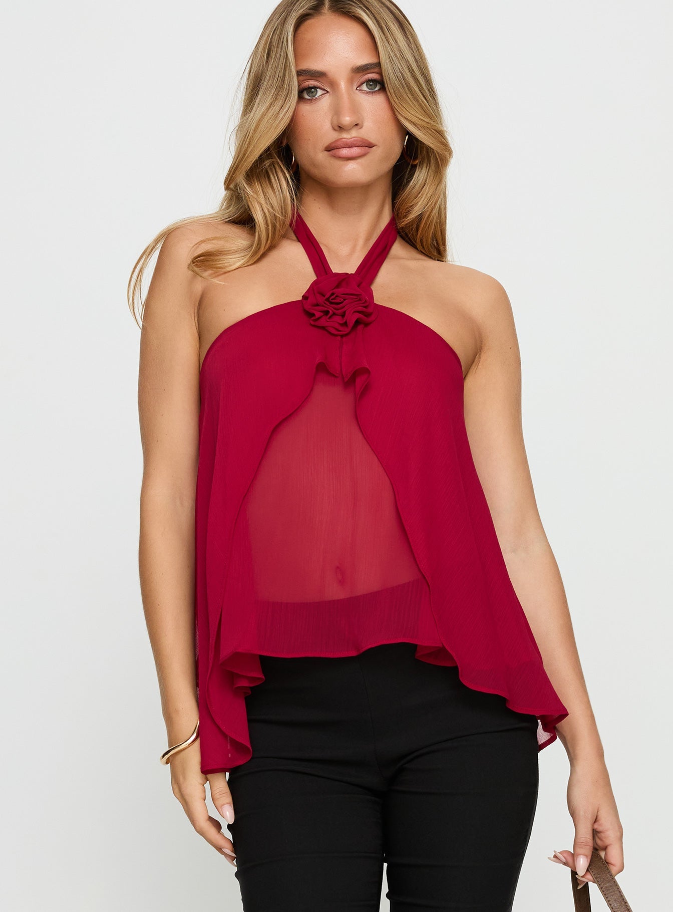 Zoanne Chiffon Layered Top Guava