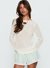 Tuppence Textured Long Sleeve Top Cream