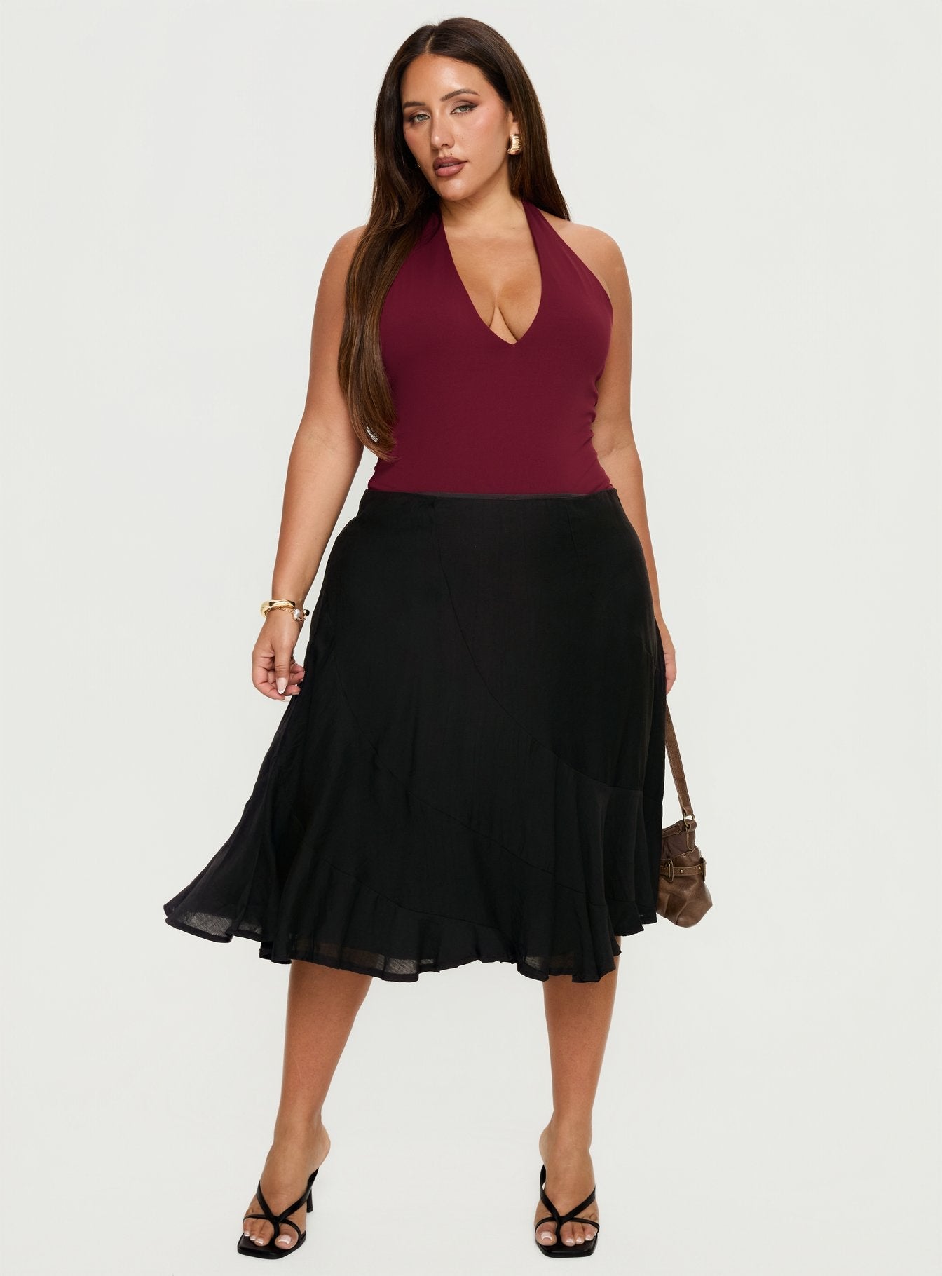 With Kindness Midi Skirt Black Curve