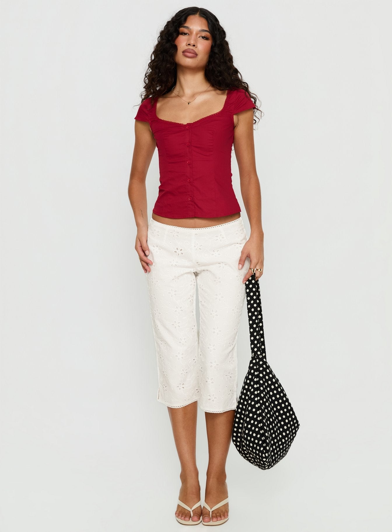 Transcendence Button Up Top Red