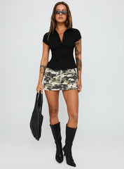 Voltage Denim Mini Skirt Camouflage