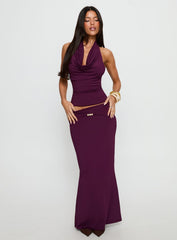 Vanecia Plunge Neck Halter Top Purple