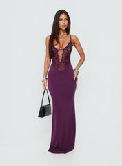 Totema Lace Halter Maxi Dress Purple