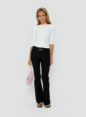 Viridian Belted Flared Pants Black