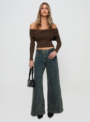 Ziggie Low Rise Baggy Jeans Antique Wash