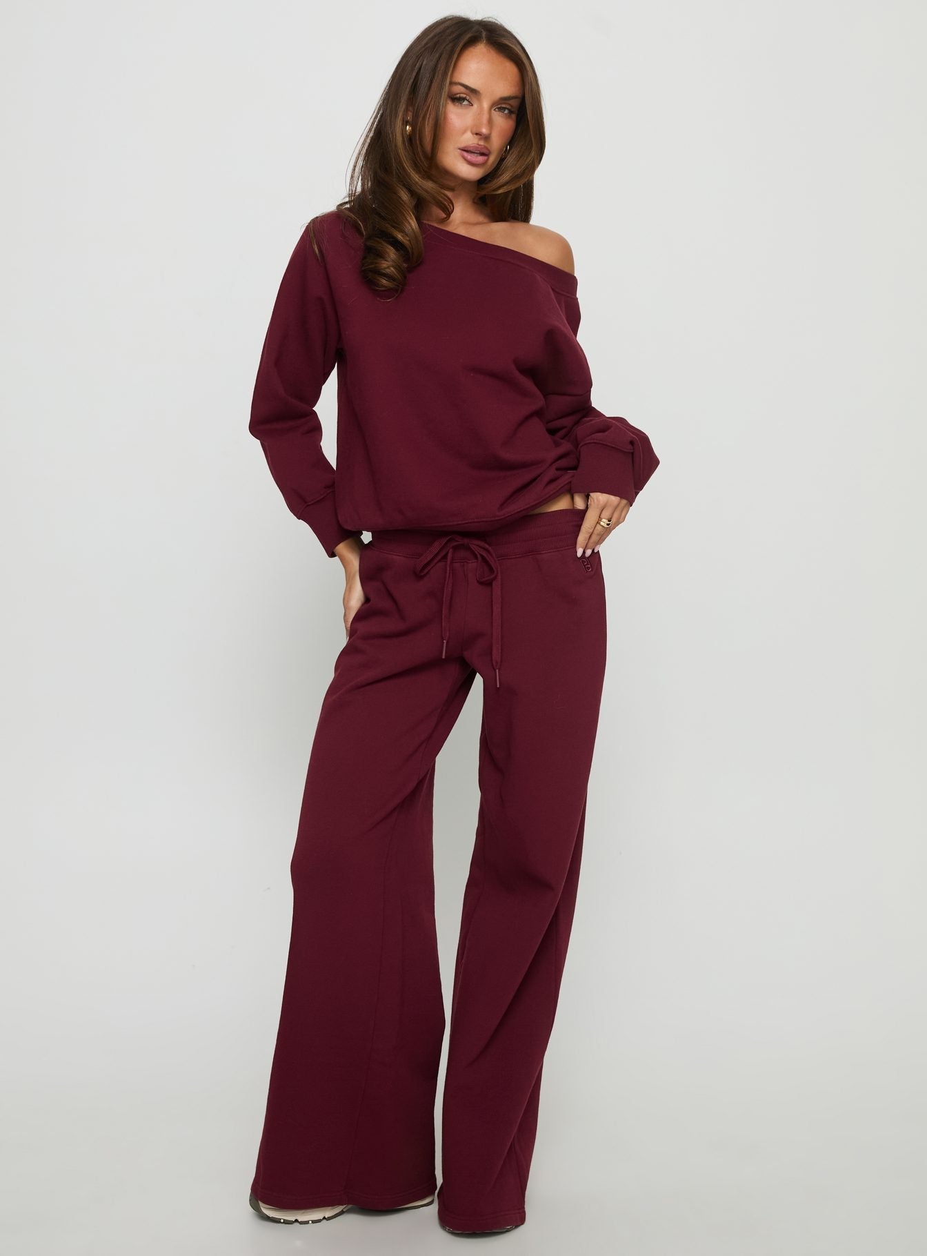 Wellness Off the Shoulder Jumper Currant