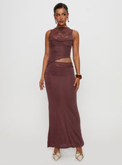Vesperine Lace Maxi Dress Cocoa Brown