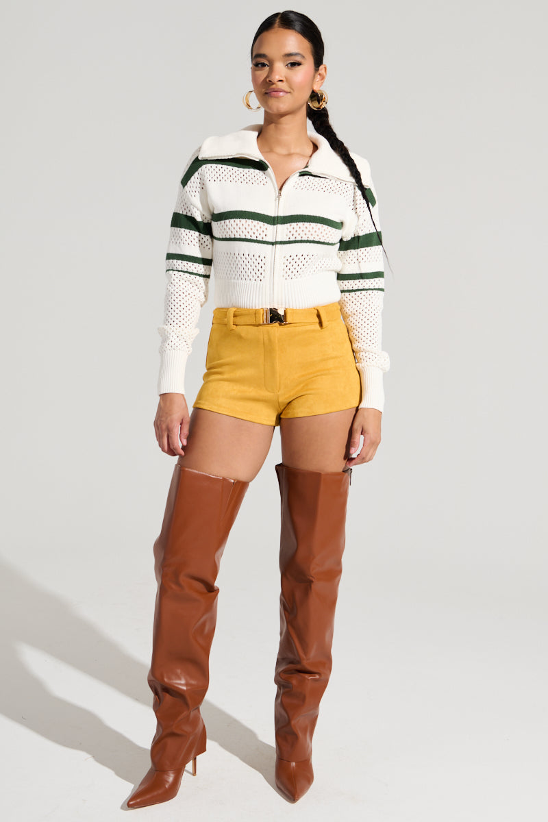IVY LEAGUE STRIPED ZIP UP SWEATER