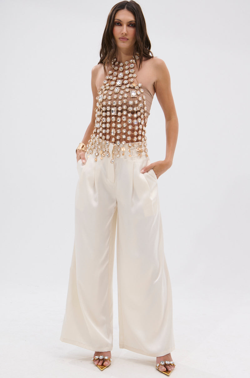 ICY GIRL RHINESTONE EMBELLISHED TOP IN GOLD