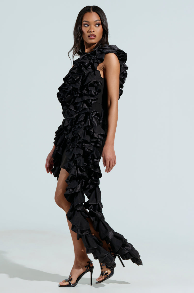 STAR OF THE SHOW RUFFLE MINI DRESS