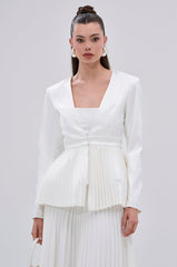 SWEET THING PLEATED SATIN BLAZER