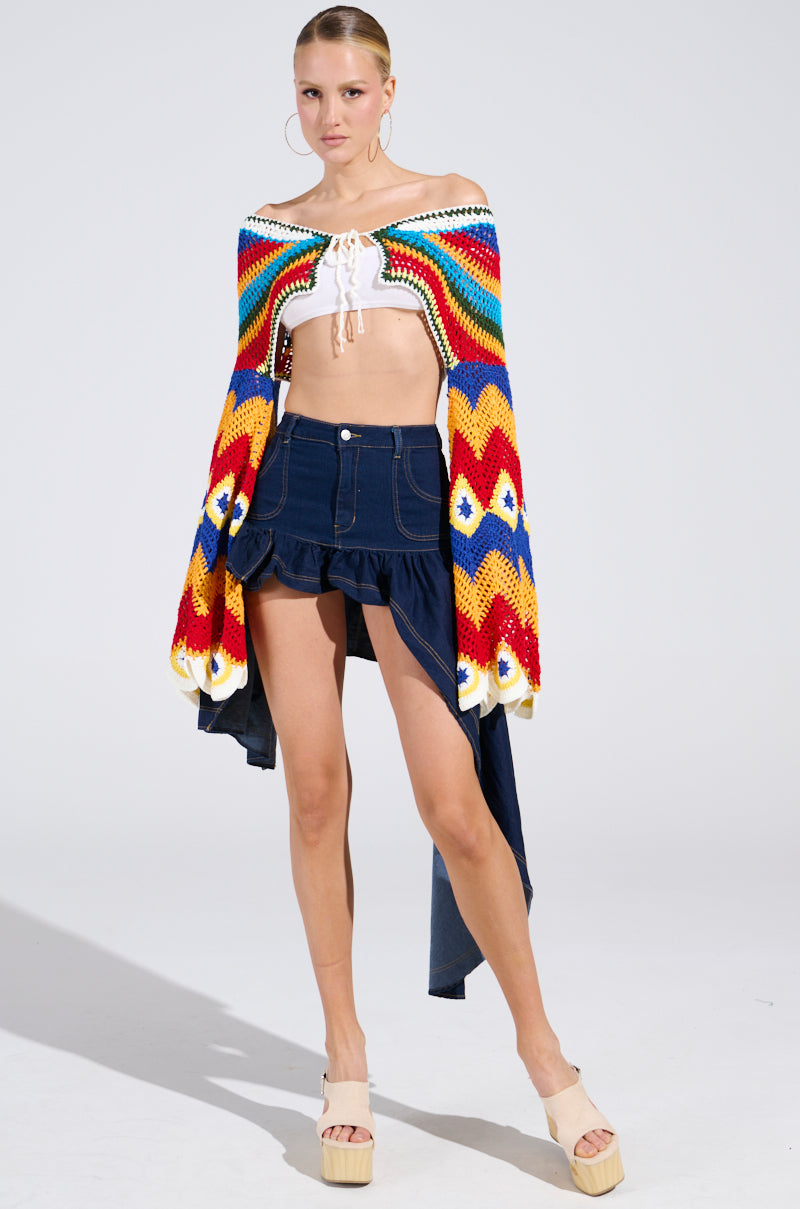COME DANCE HIGH LOW DENIM SKIRT