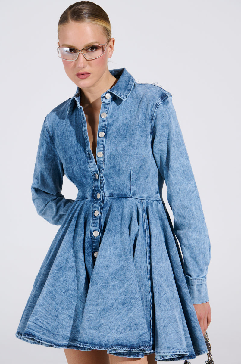 THE IT GIRL MINI DRESS IN DENIM