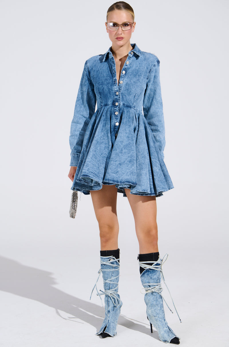 THE IT GIRL MINI DRESS IN DENIM