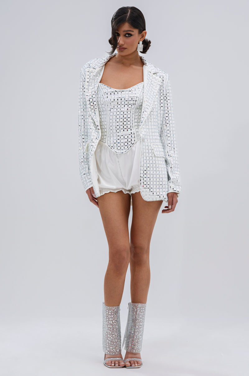 WHITE HOT EMBELLISHED BLAZER