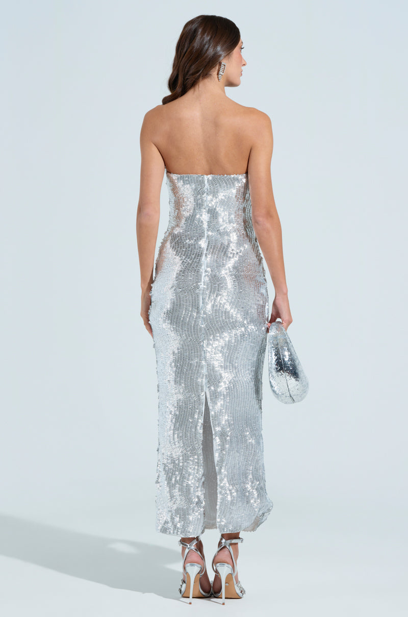 TRY AGAIN HONEY MESH SEQUIN MAXI DRESS