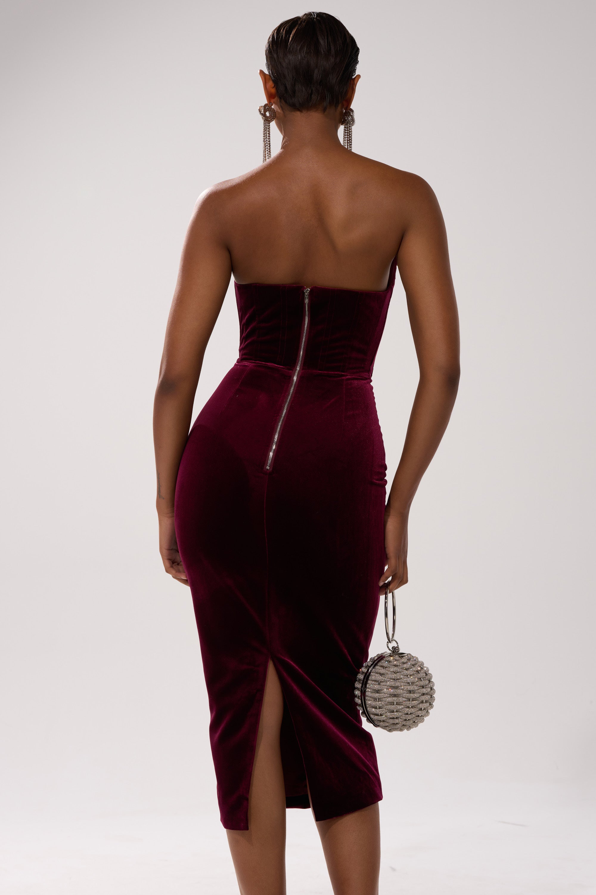 FEELIN THE LOVE VELVET RHINESTONE MINI DRESS