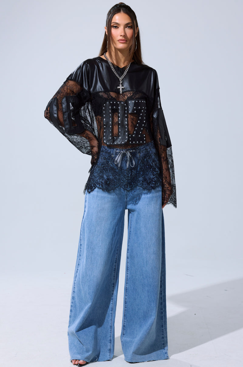 SHOW OFF LACE JERSEY TOP