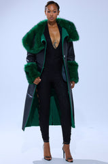 SEEING GREEN FUR TRIM TRENCH
