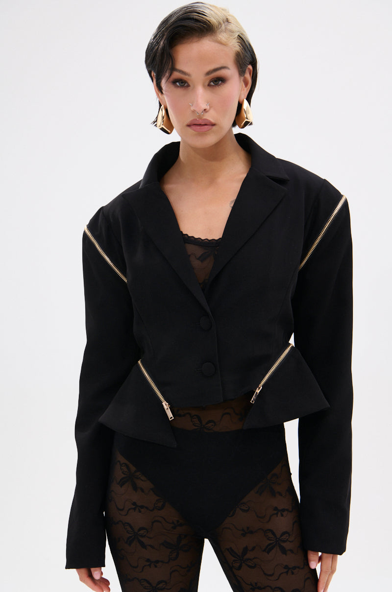 ZIPPED UP PEPLUM BLAZER