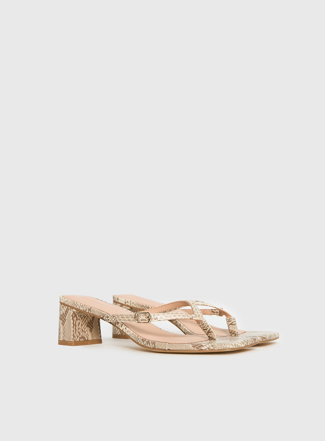 Veyla Square Toe Thong Heels Snake