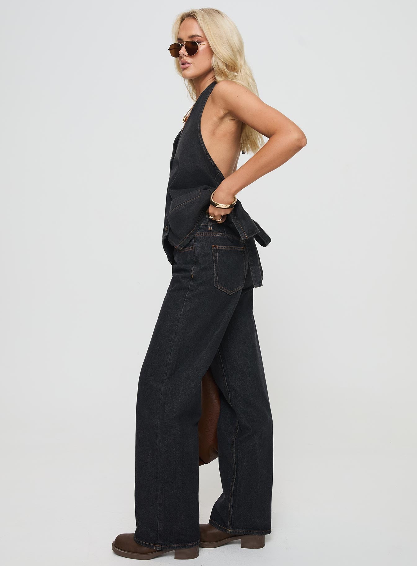 Top Model Low Rise Straight Leg Jeans Charcoal