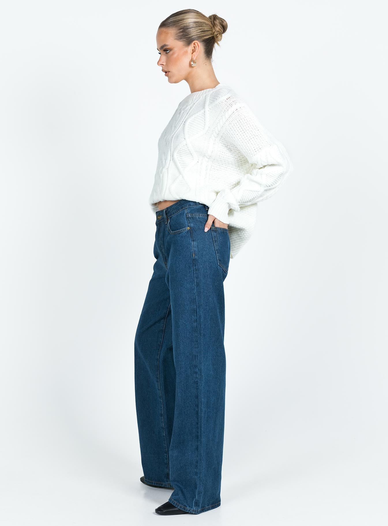 Top Model Low Rise Straight Leg Jeans Dark Denim