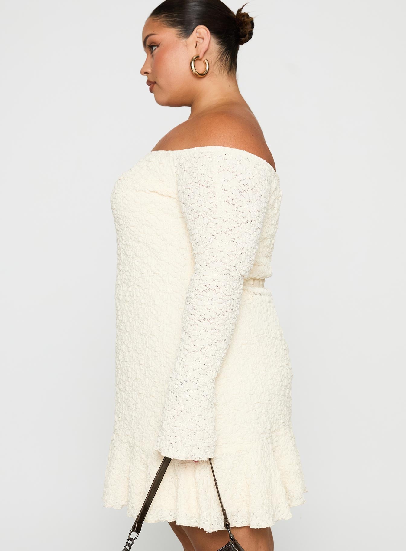 Vancesca Off Shoulder Long Sleeve Mini Dress Curve