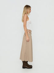 Vence Ruched Maxi Skirt Brown Gingham
