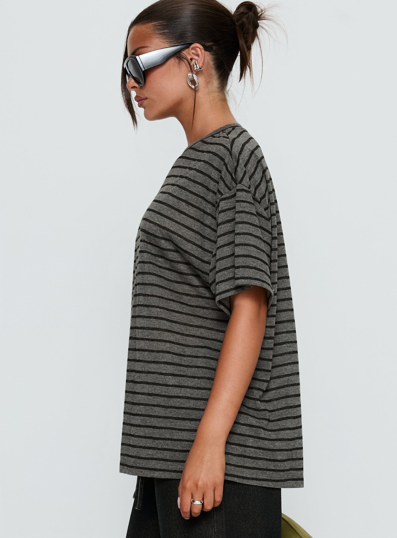Zaydee Oversized Tee Grey / Black Stripe