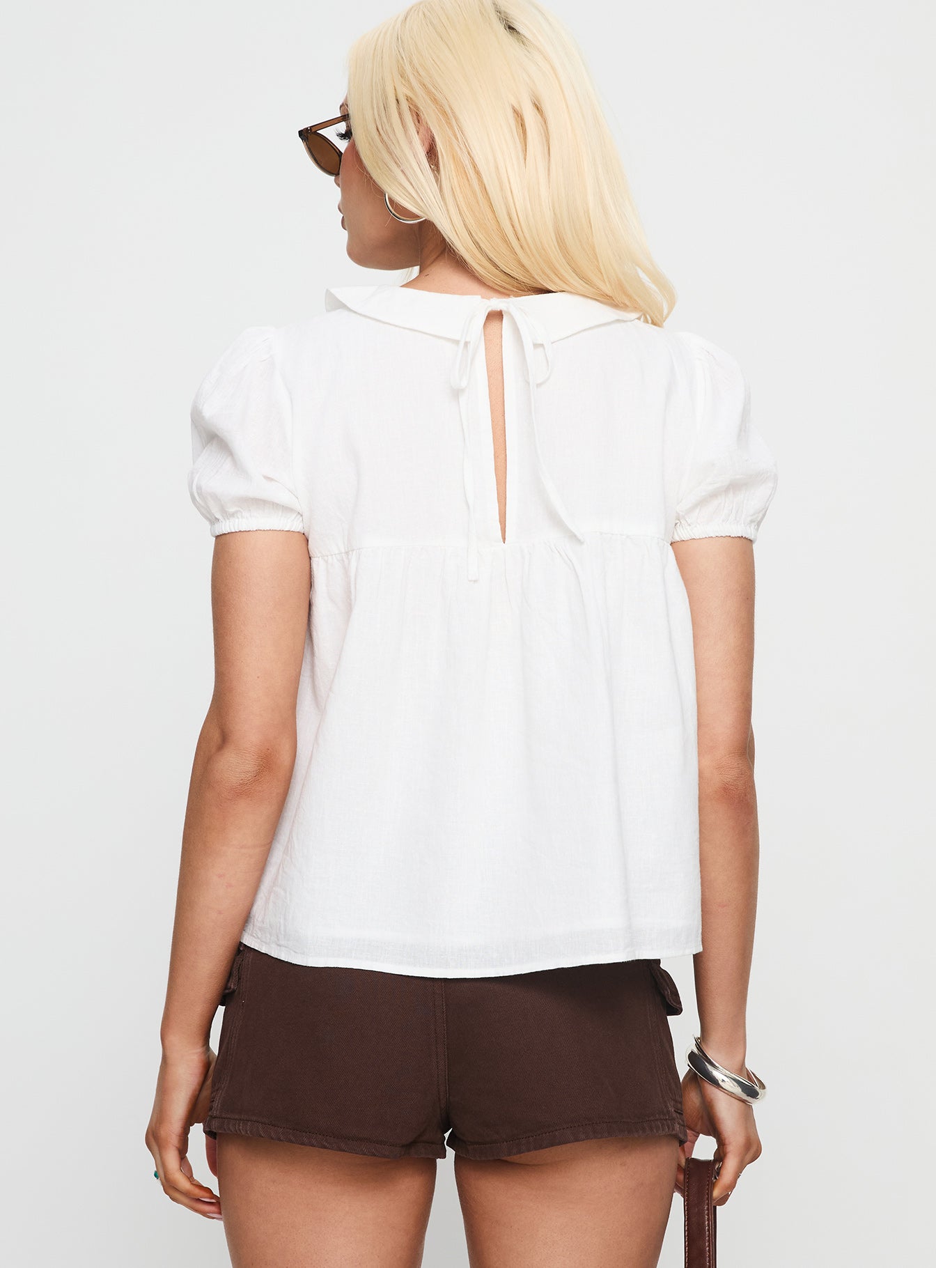 Vaylen Collared Blouse Top White