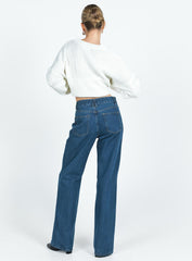 Top Model Low Rise Straight Leg Jeans Dark Denim