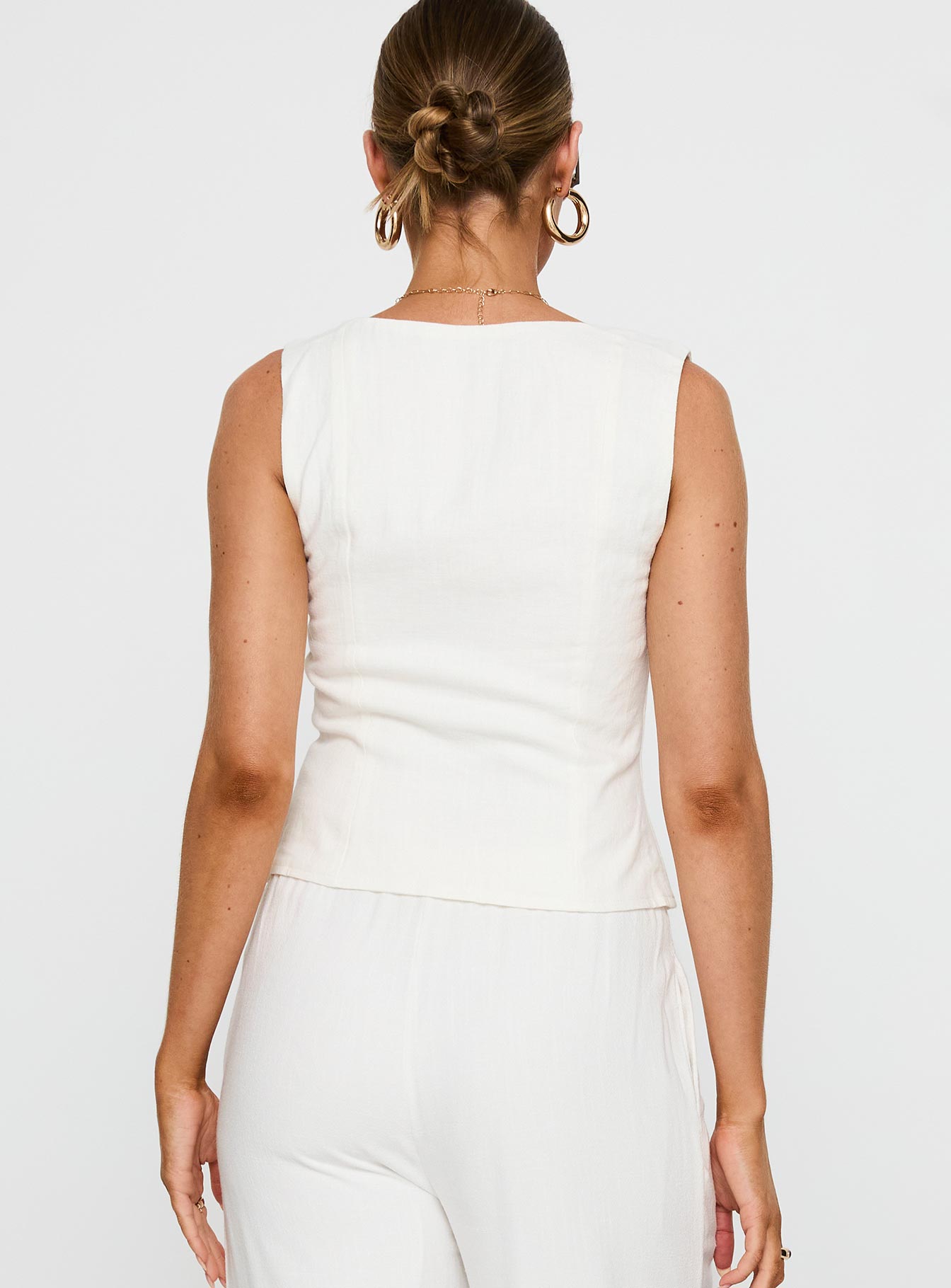 Zenda Linen Blend Top Off White
