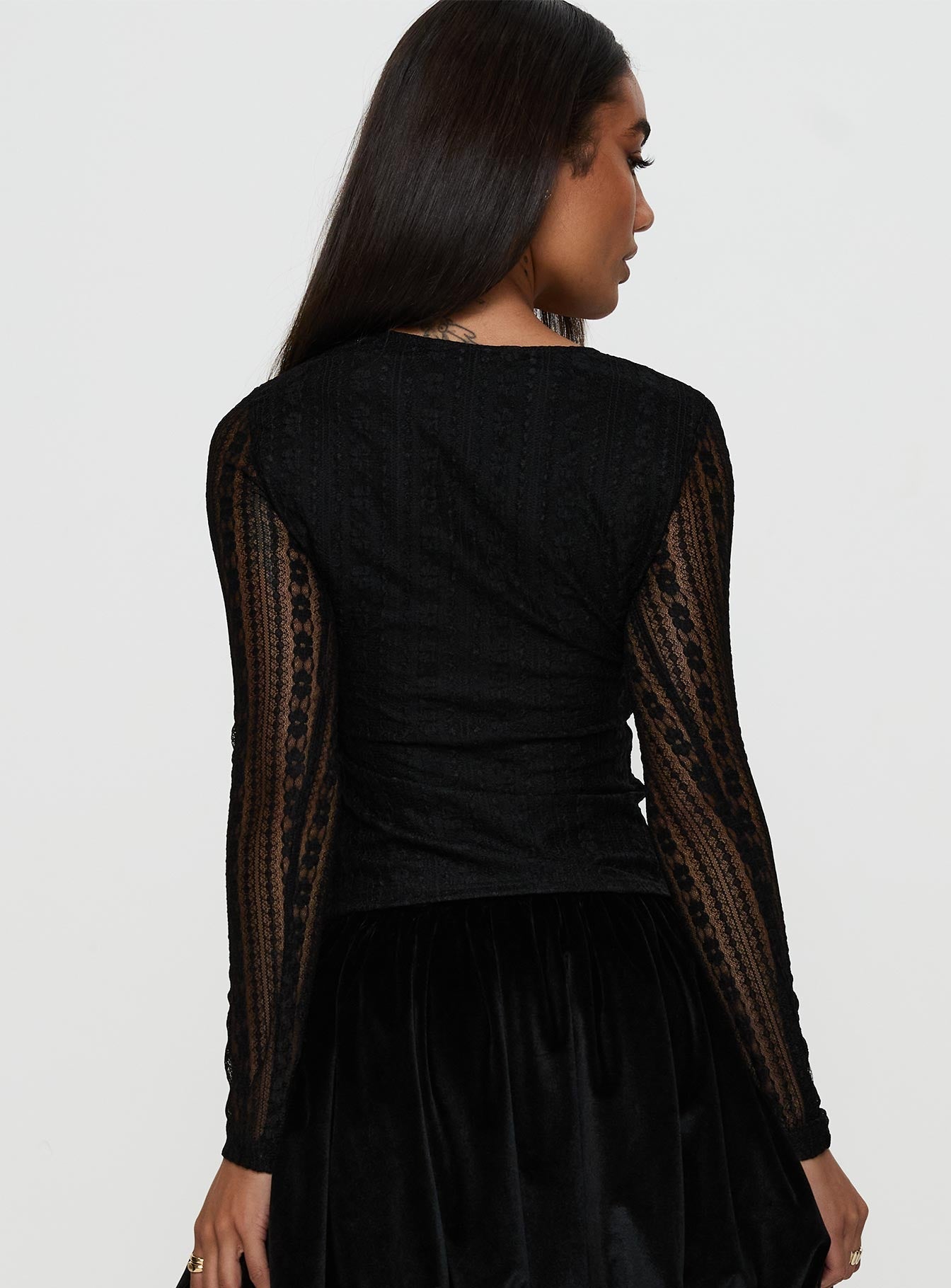 Worth My Time Tie Neck Cut Out Top Black