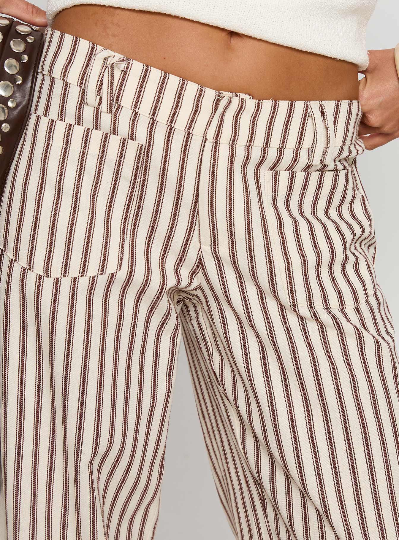Vendi Low Rise Pant Brown Stripe
