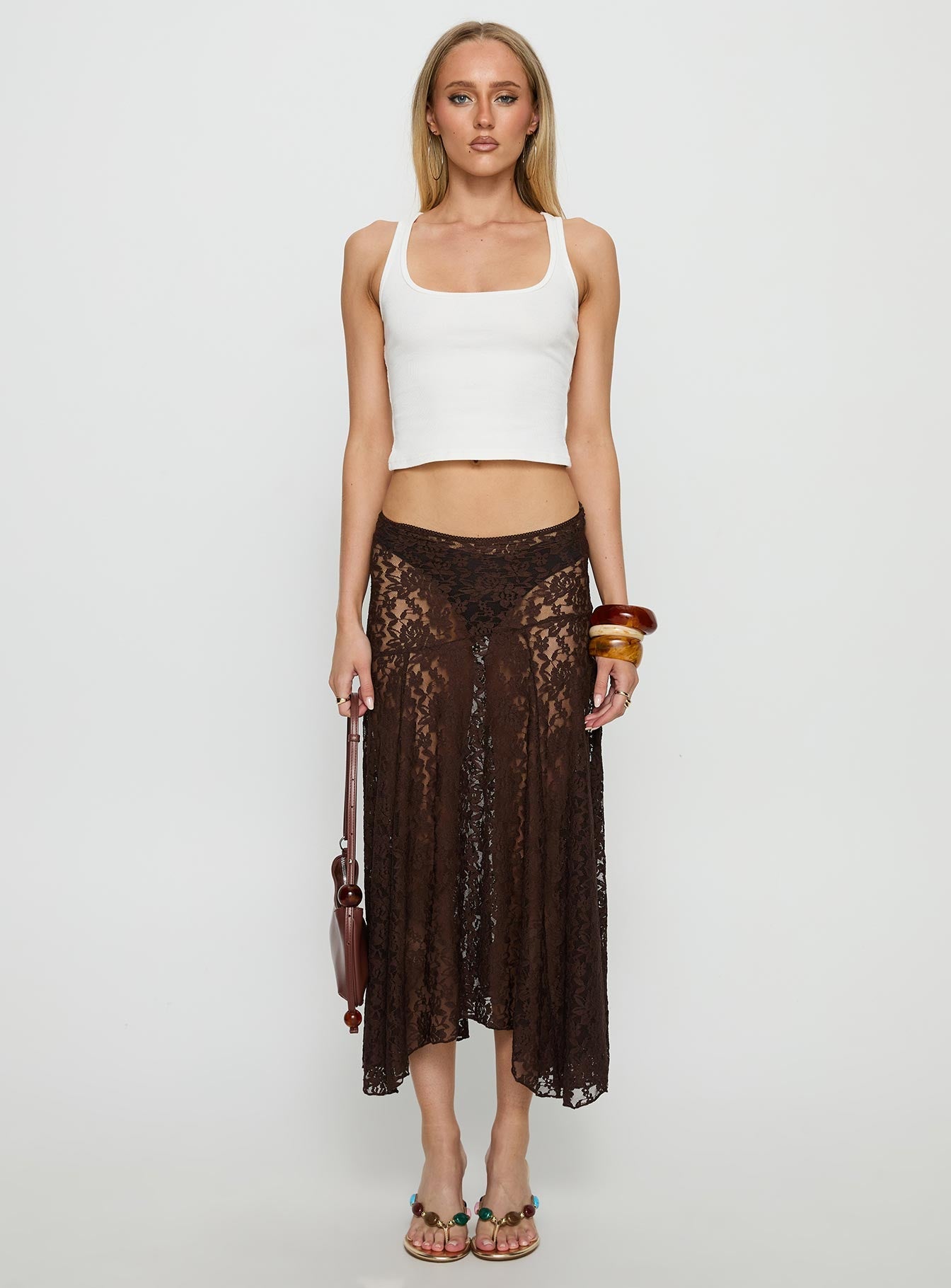 Tidal Midi Skirt Chocolate