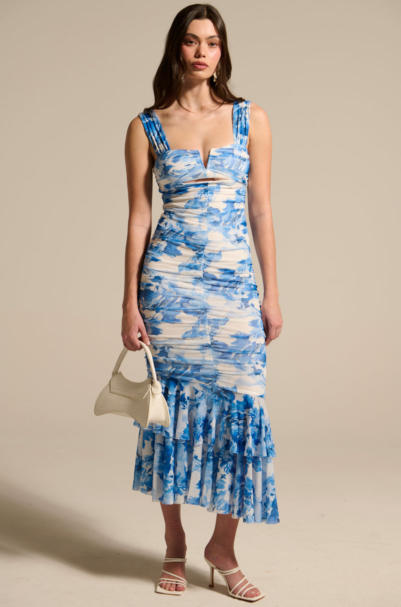 IN HIS EYES BLUE FLORAL MAXI DRESS