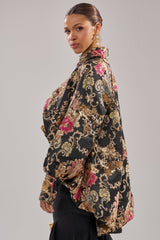 HIGH SOCIETY HIGH LOW BROCADE BLOUSE