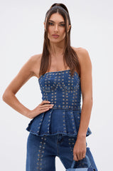 SOFIA DENIM CORSET WITH GROMMET