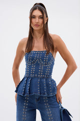 SOFIA DENIM CORSET WITH GROMMET