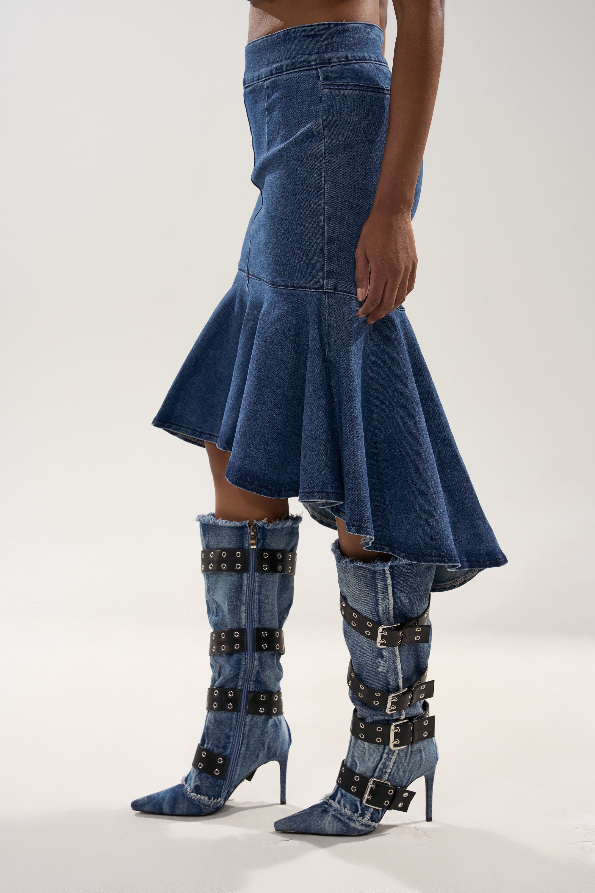 YOU WISH DENIM MIDI SKIRT