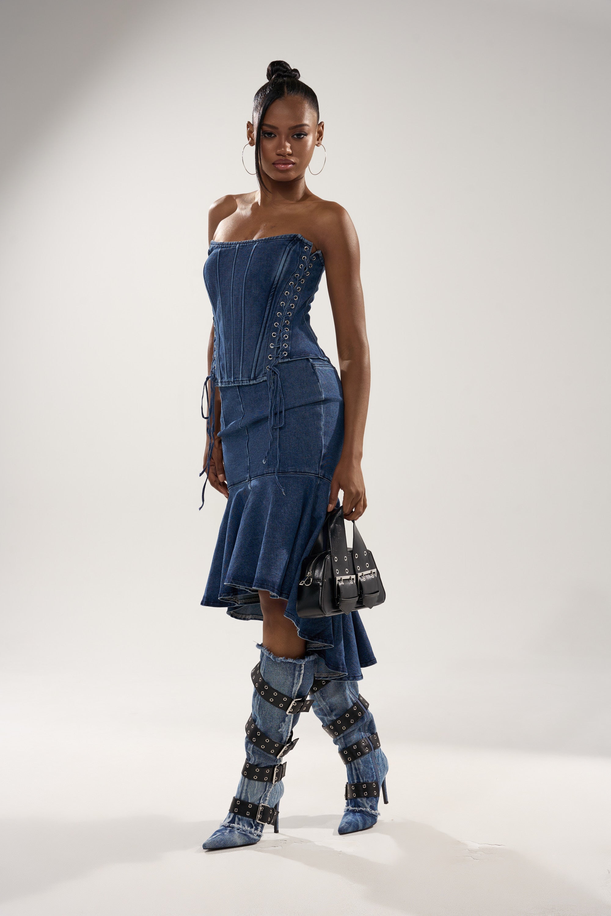 YOU WISH DENIM MIDI SKIRT