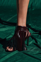 AZALEA WANG ANTIQUE BURGUNDY FRINGE UPPER STILETTO SANDAL