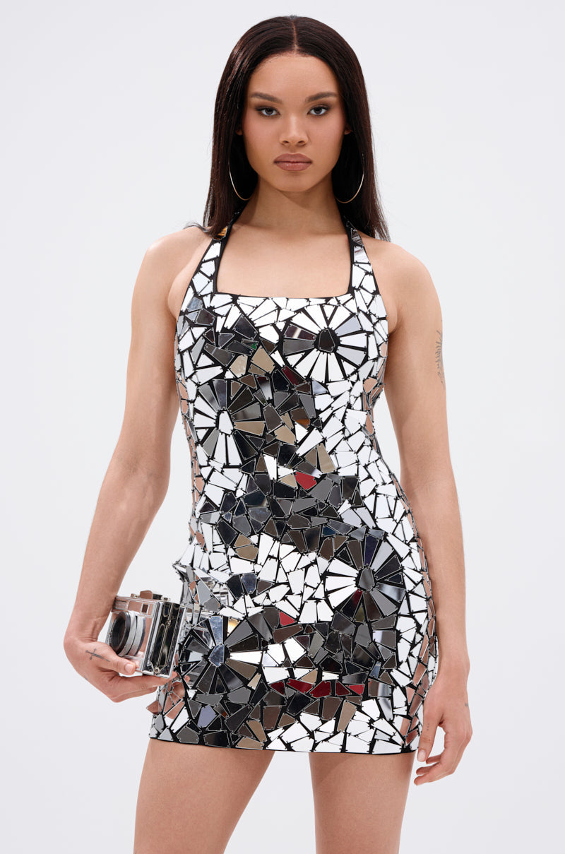 ALL EYES ON ME MIRRORED MINI DRESS