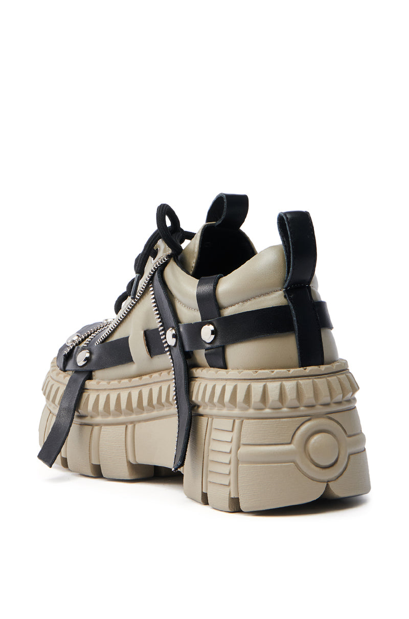  AZALEA WANG BEAGLE KHAKI FLAT SNEAKER